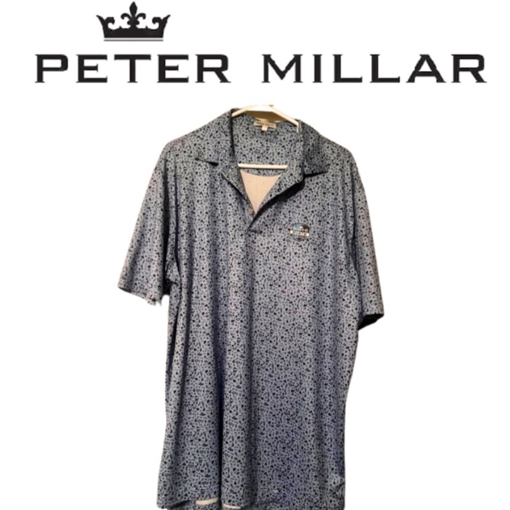 EUC Peter Millar Summer Comfort Blue Collared Short Sleeve Size Large